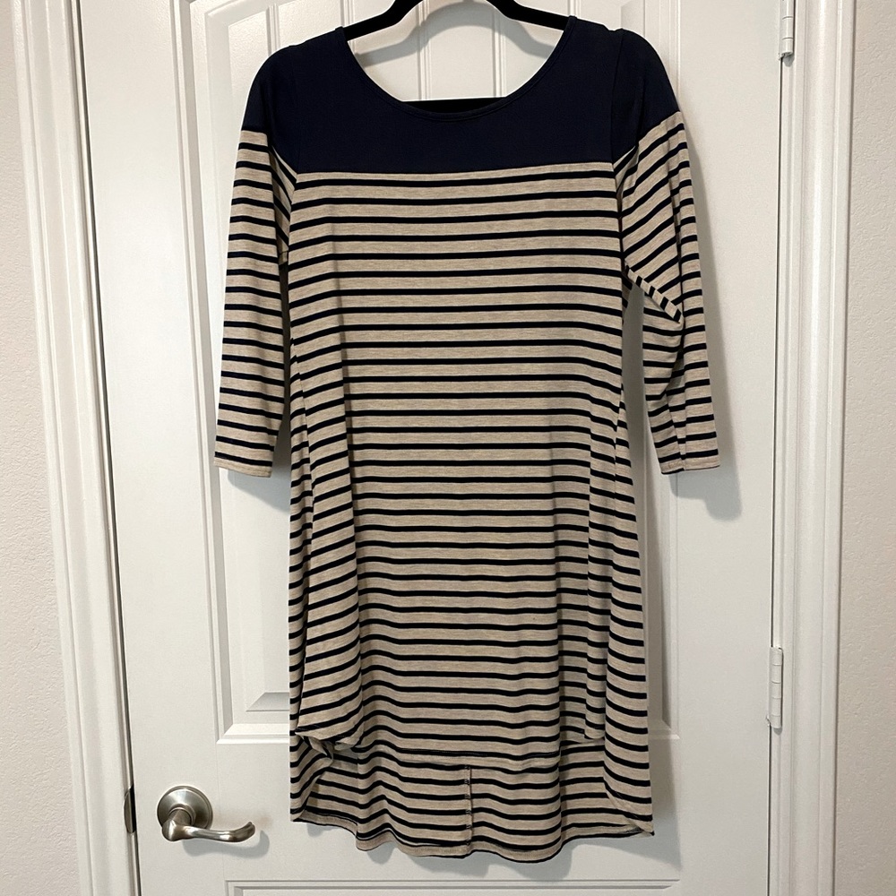 3/4 Length Sleeve Striped Dress